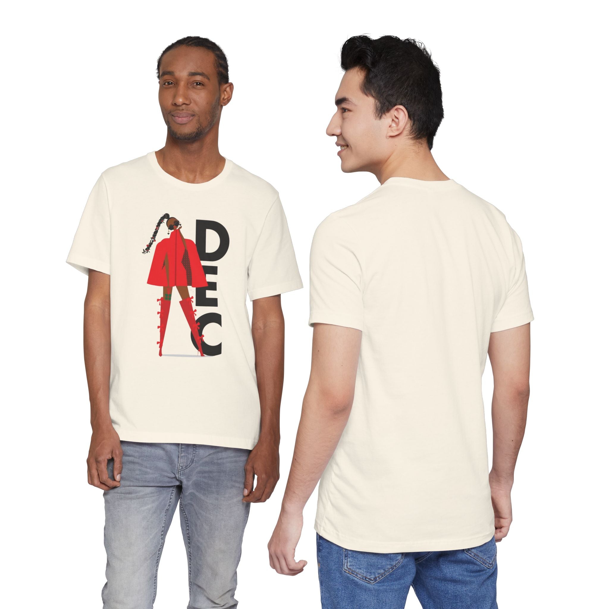 December Fashion Tee  Red Coat Model Graphic Shirt
