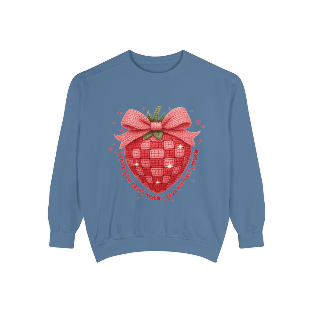 Strawberry Bow Sweatshirt  "I Love You Berry Much" Cute Valentine Pullover