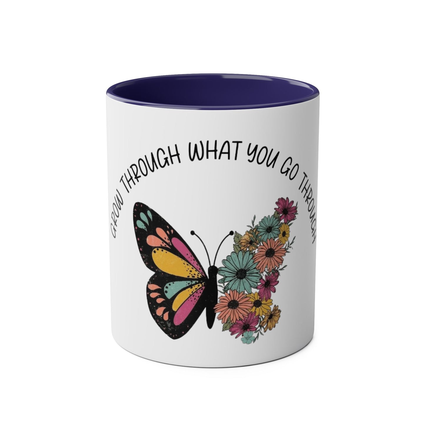 Start your day with meaning. Inspirational Two-Tone Mug for Growth Mindset, Butterfly Design, Coffee or Tea Lover Gift, Motivational Quote, Perfect for Self-Care