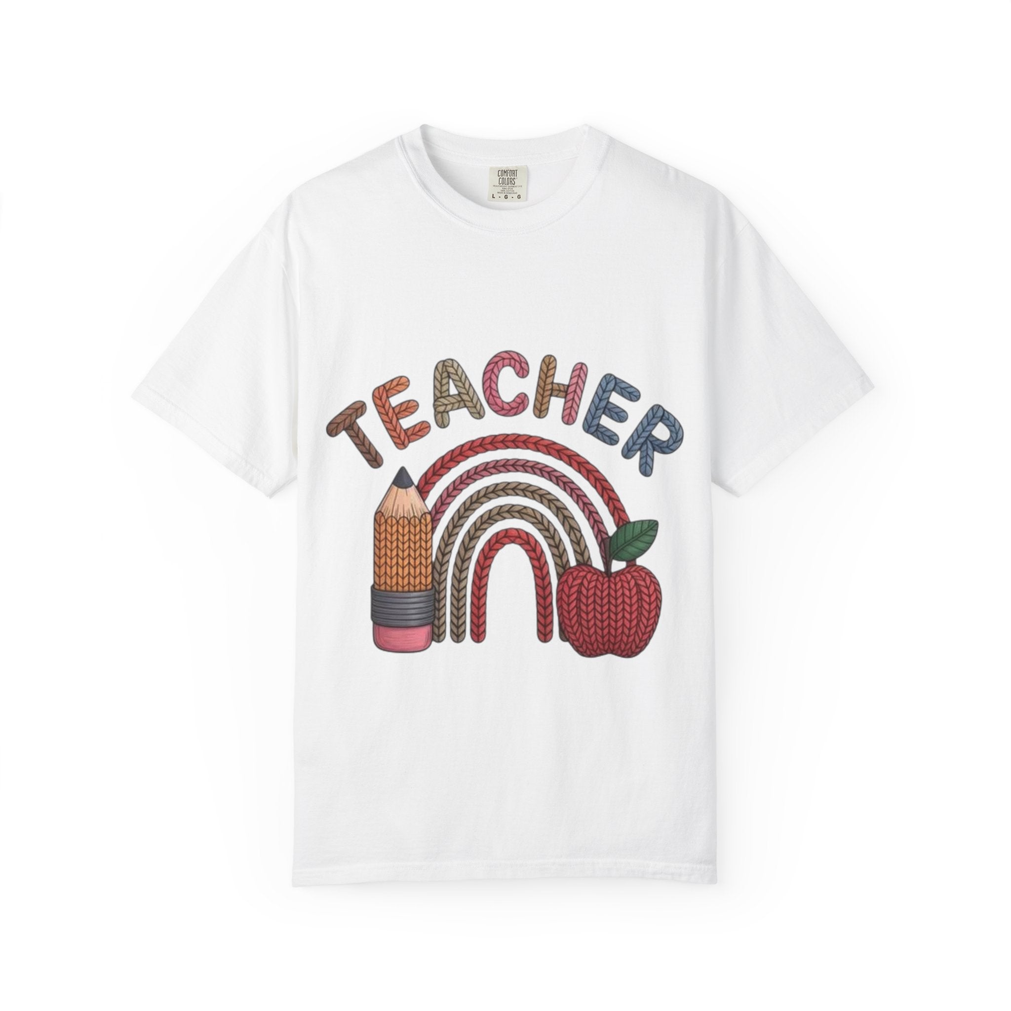 Teacher Rainbow Pencil & Apple T-Shirt — Back-to-School Gift for Educators