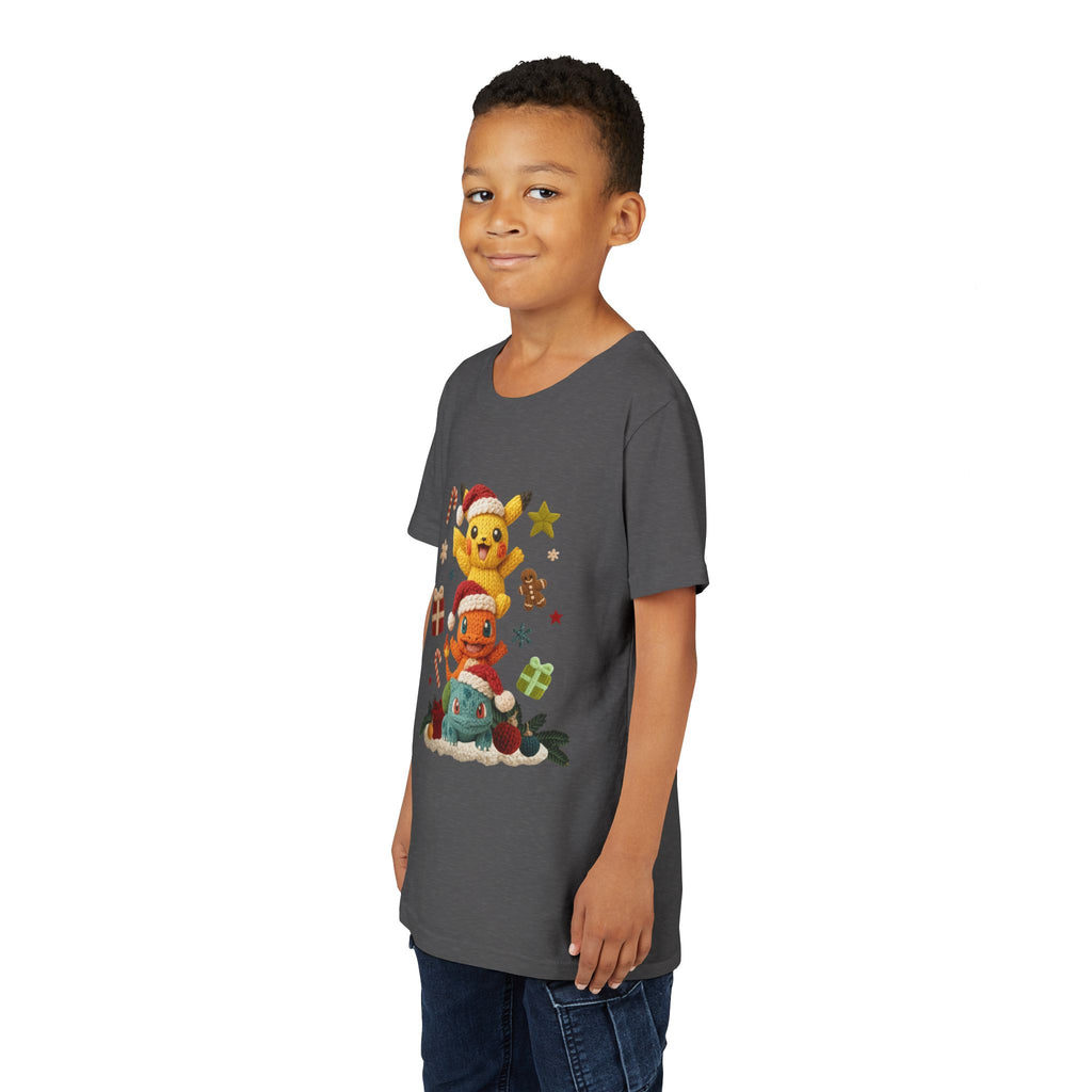 Kids Holiday Tee  Cute Stacked cartoon Characters Christmas Design