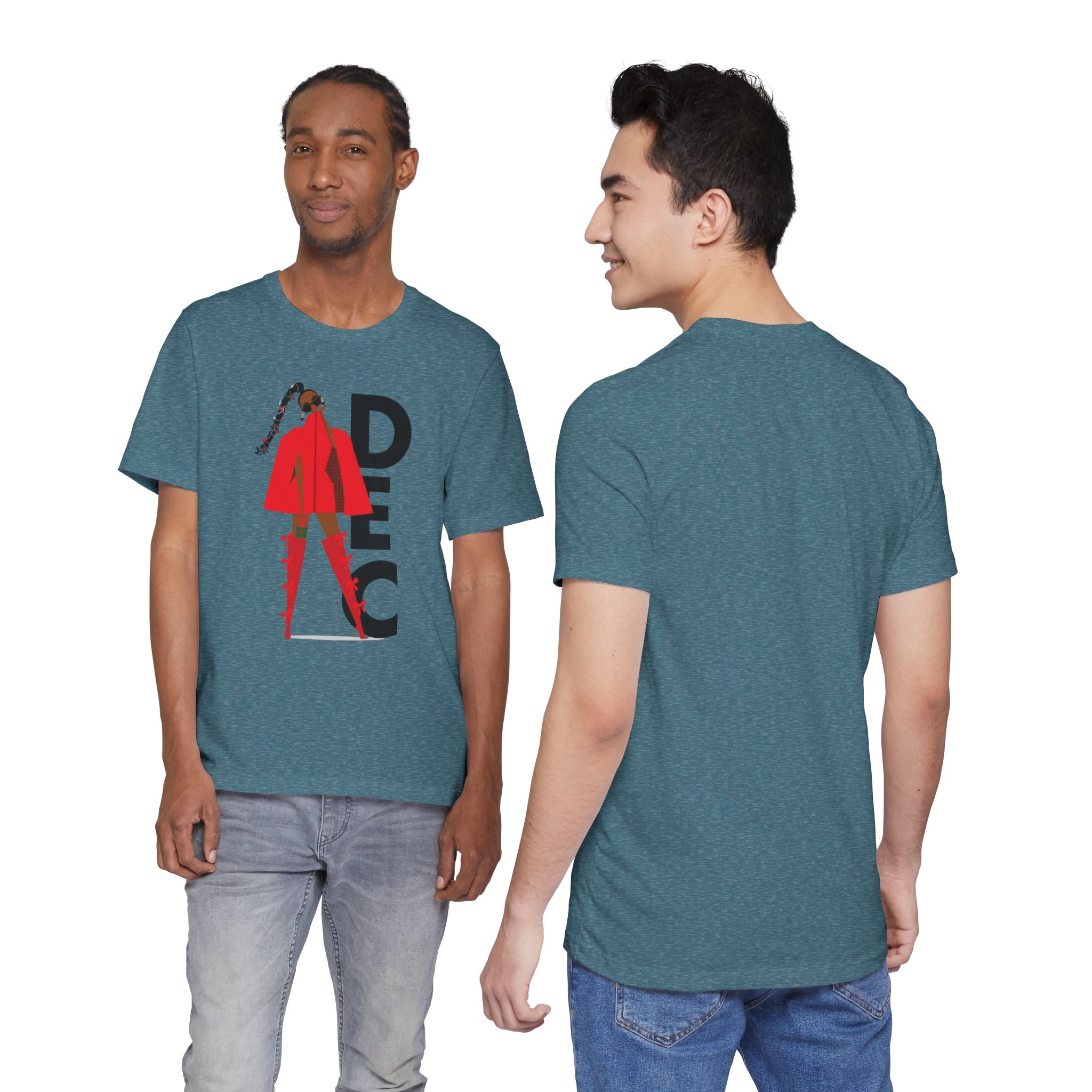 December Fashion Tee  Red Coat Model Graphic Shirt