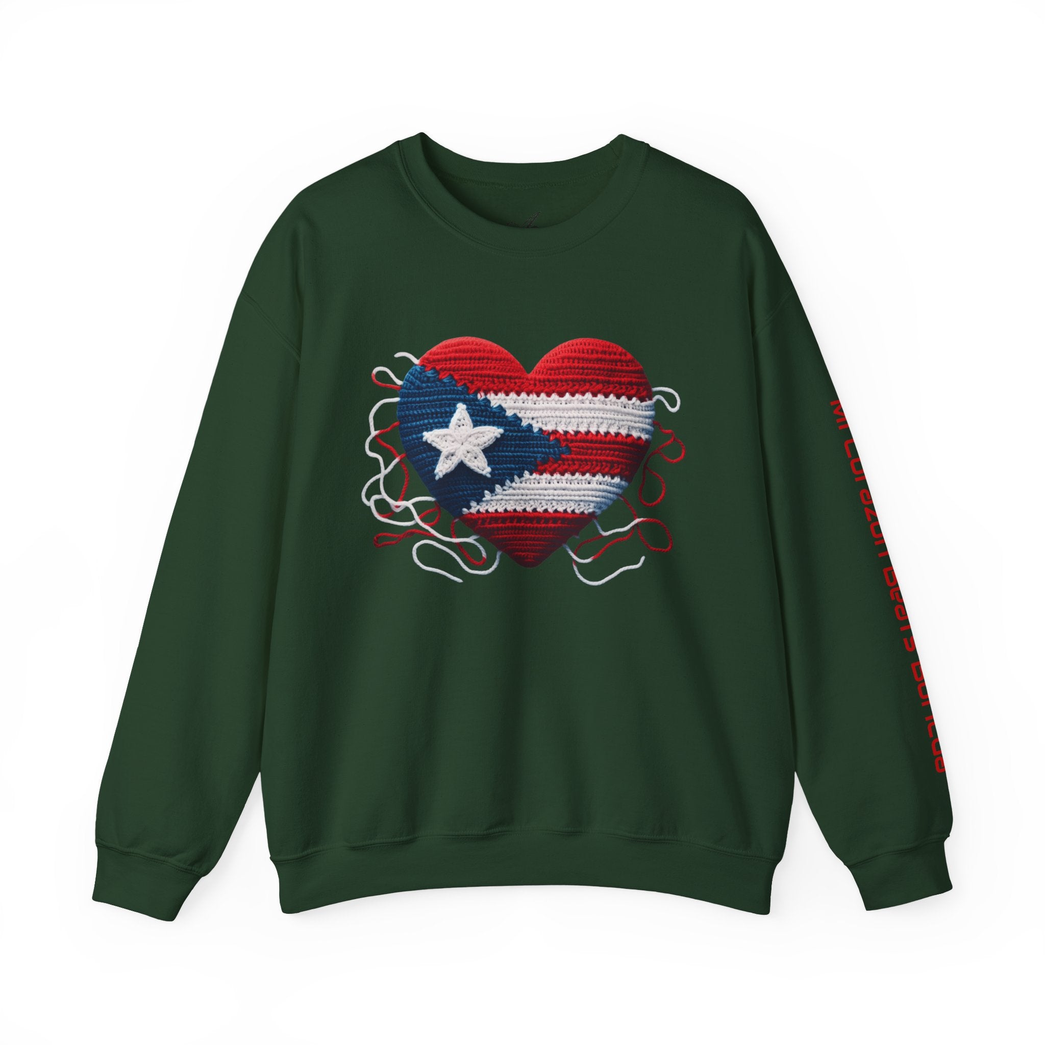 Puerto Rico Heart Crewneck Sweatshirt  Puerto Rican Flag Heart Knit Design