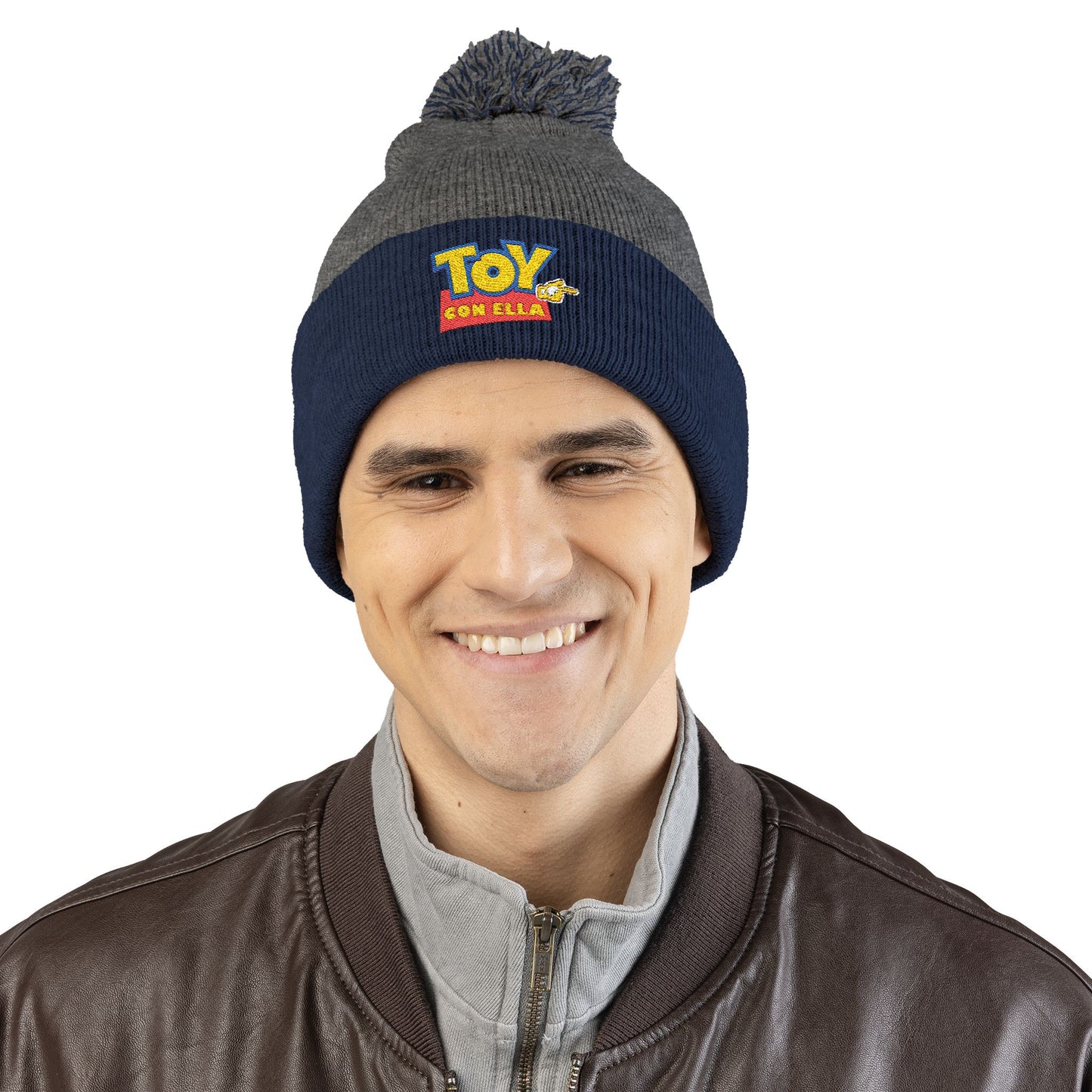 Toy Story Embroidered Pom-Pom Knit Cap Humor Cuffed Beanie – Warm, Soft & Sassy Winter Hat