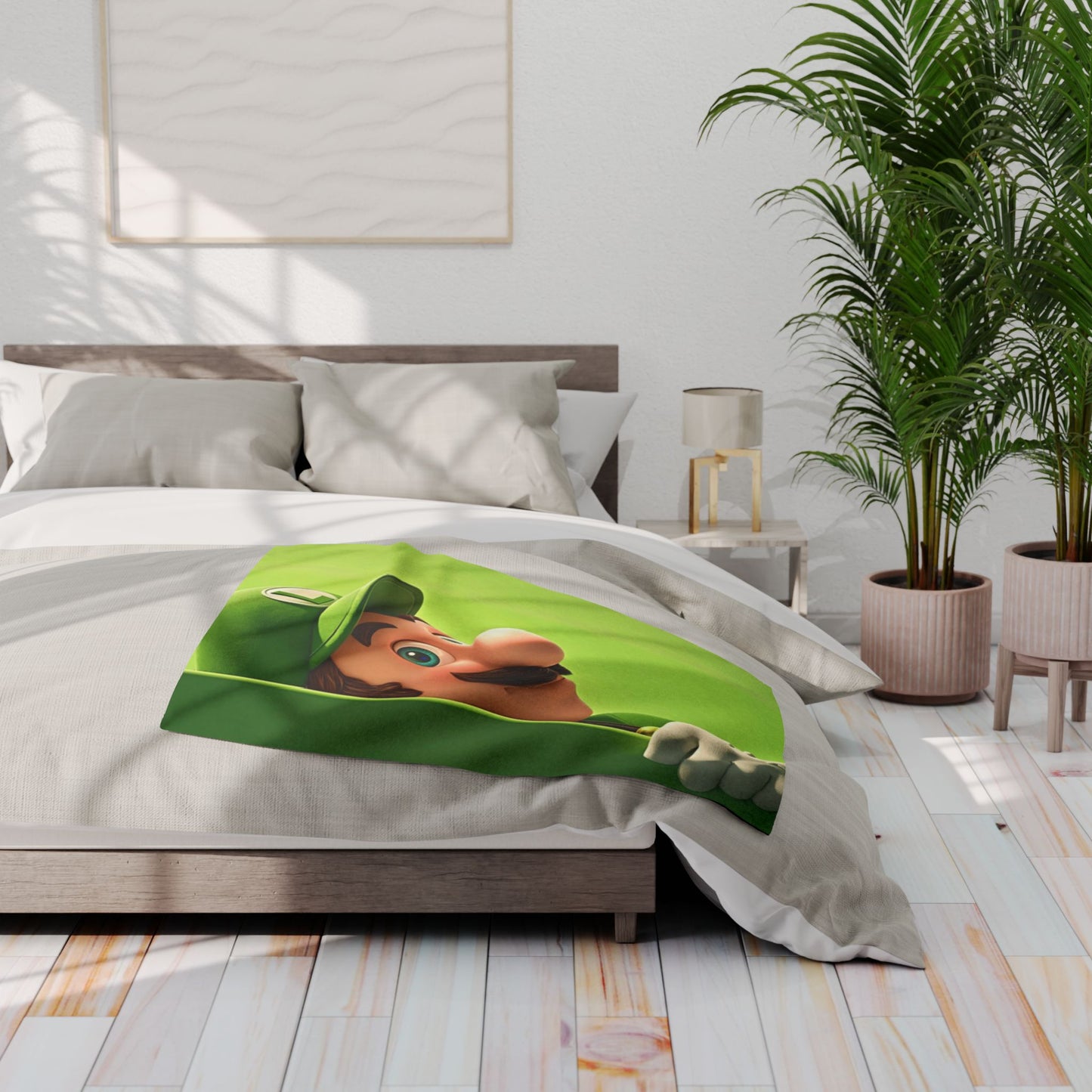 Luigi Peek Fleece Blanket – Green Video Game Character Throw