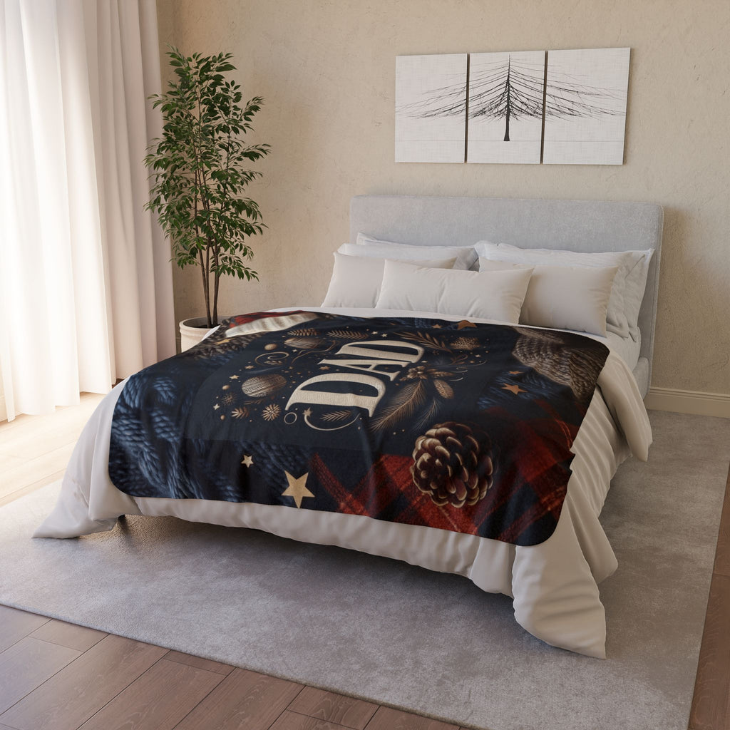 Dad Holiday Sherpa Blanket – Warm Cozy Fleece Throw for Christmas & Father’s Day Holiday Christmas Blanket,