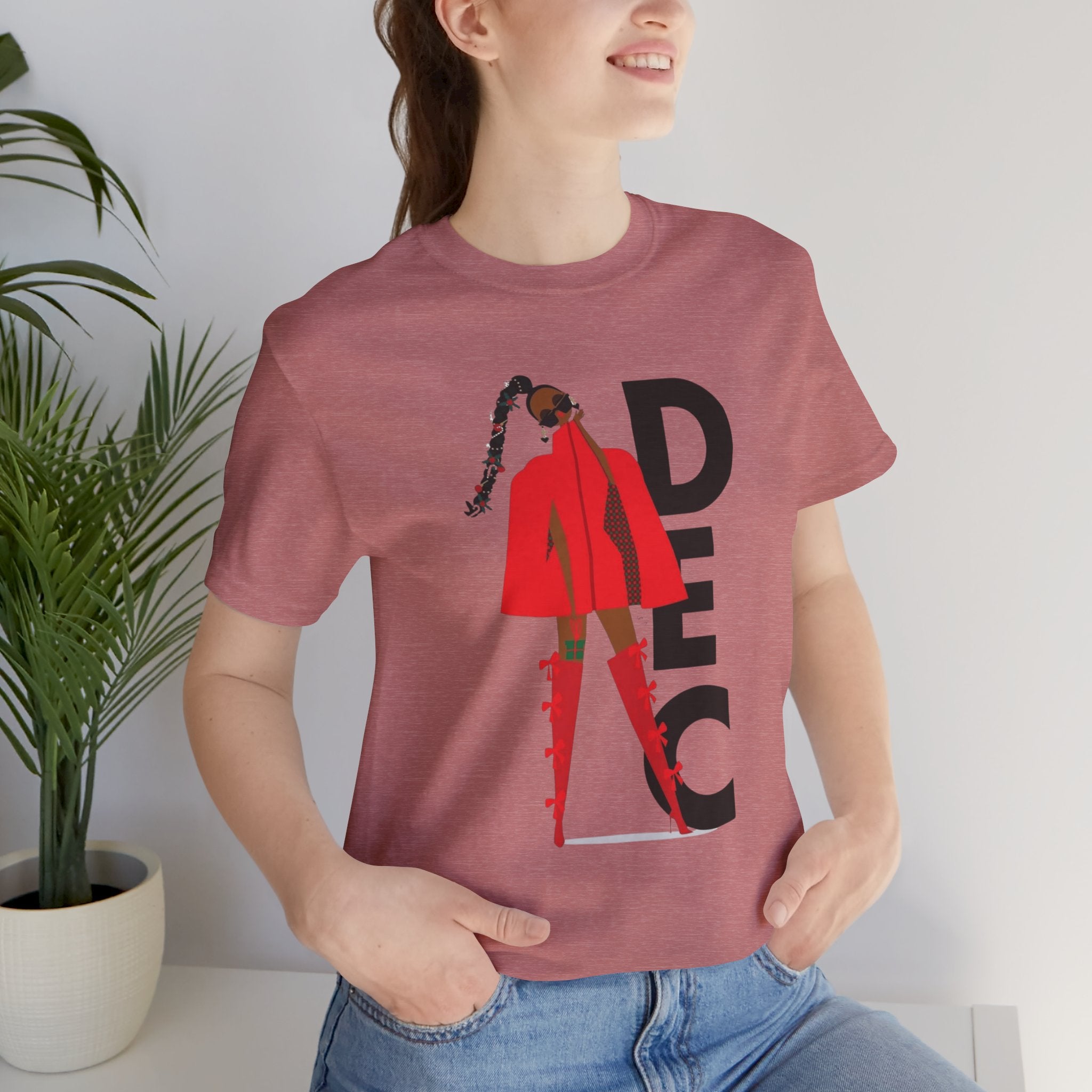December Fashion Tee  Red Coat Model Graphic Shirt