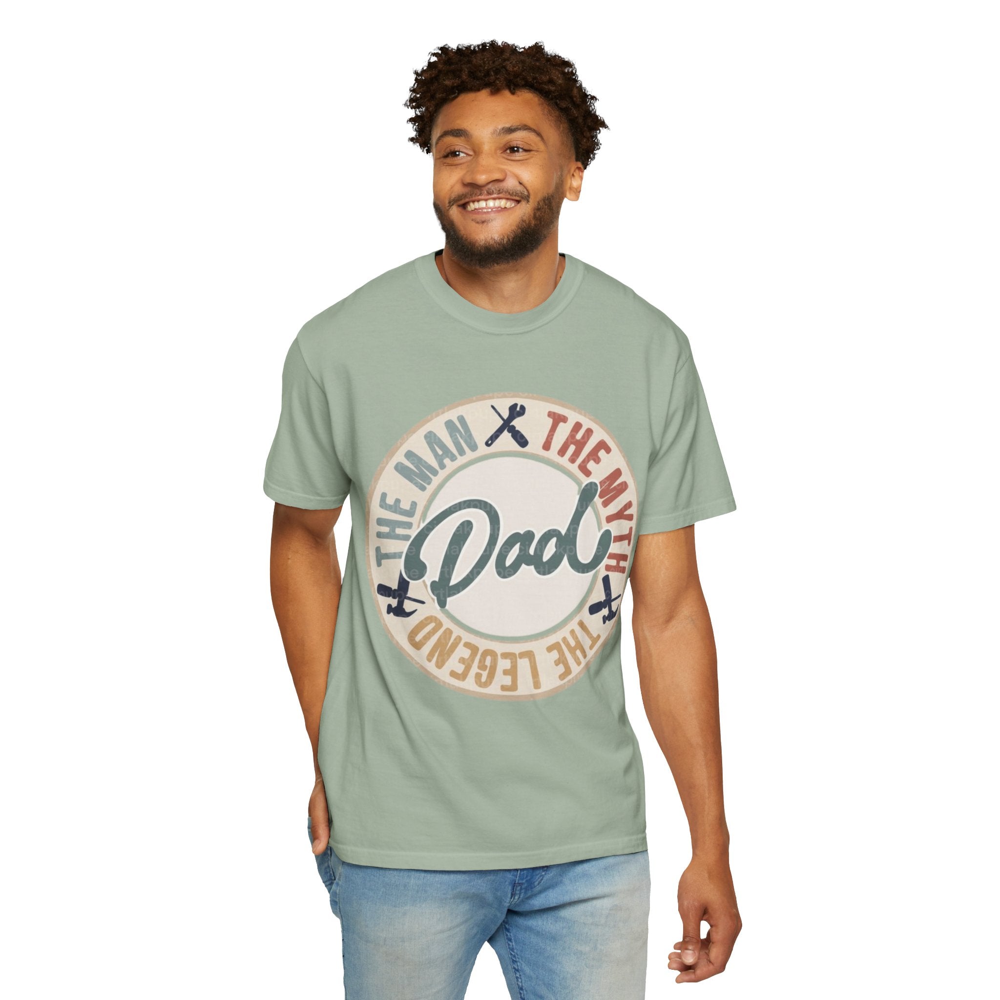 Dad Retro Badge T-Shirt — “Dad: The Man, The Myth, The Legend” Father’s Day Tee