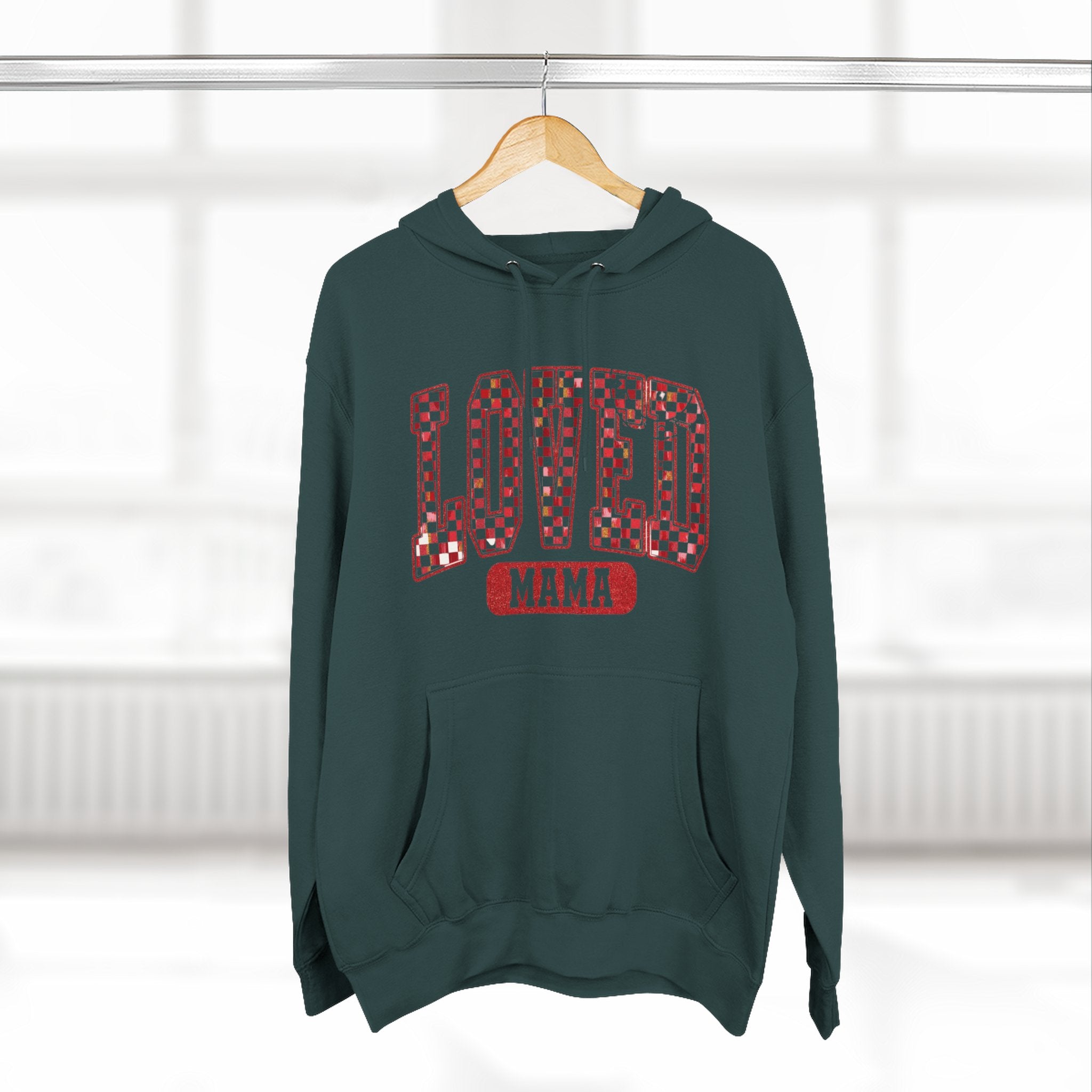 Hoodie  Loved Mama Checkerboard Graphic Hoodie