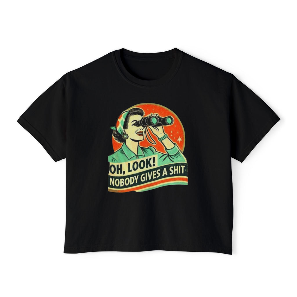 Graphic Tee — "Oh, Look! Nobody Gives a Shit" Retro Binoculars Design