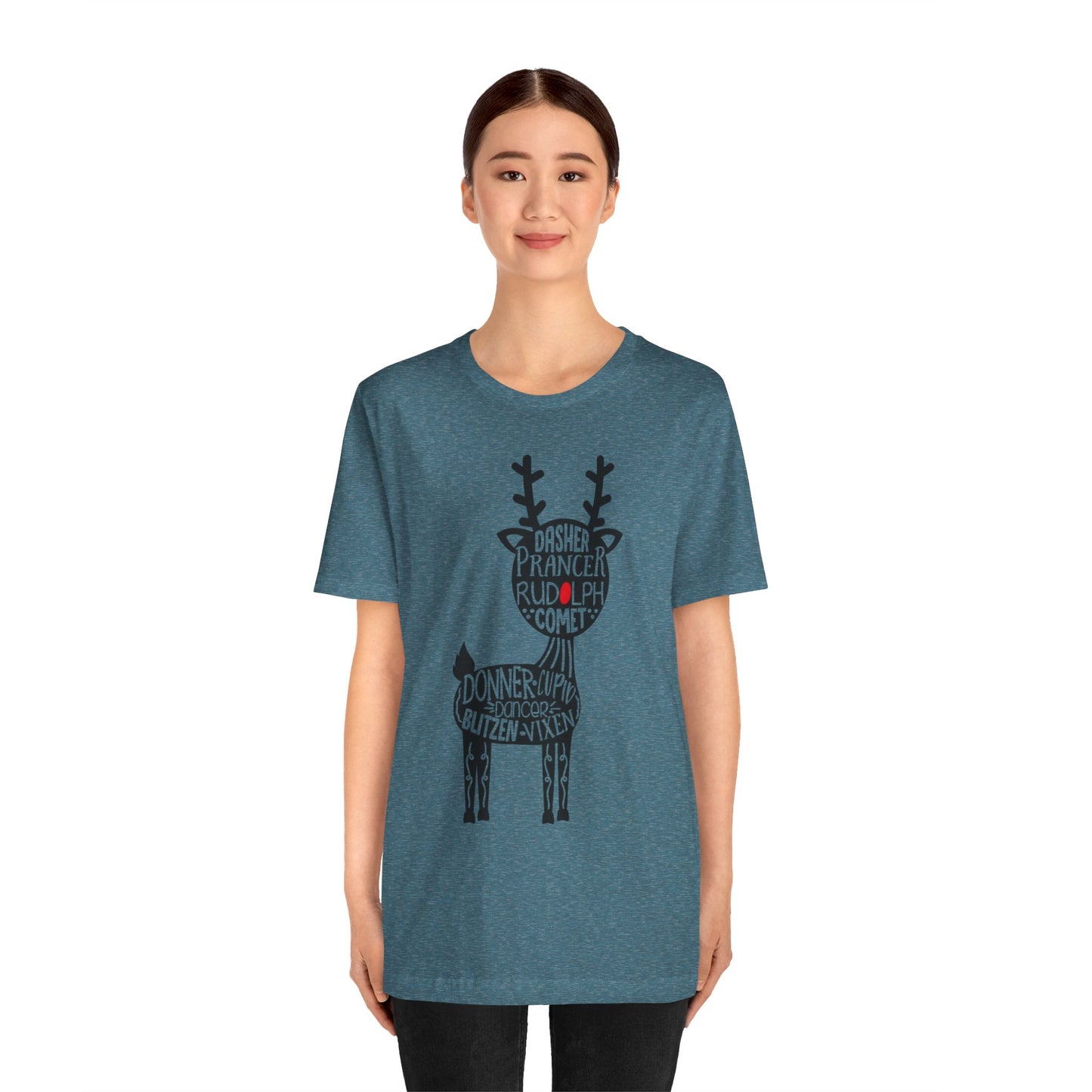 Christmas Reindeer Graphic Tee - Unisex Jersey Short Sleeve Shirt
