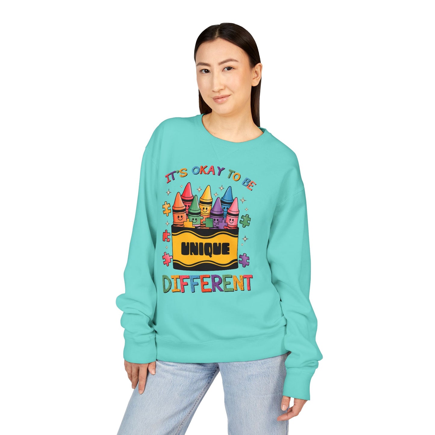 Autism Awareness & Pride Collection Unique & Different Crewneck Sweatshirt - Unisex ComfortWash®