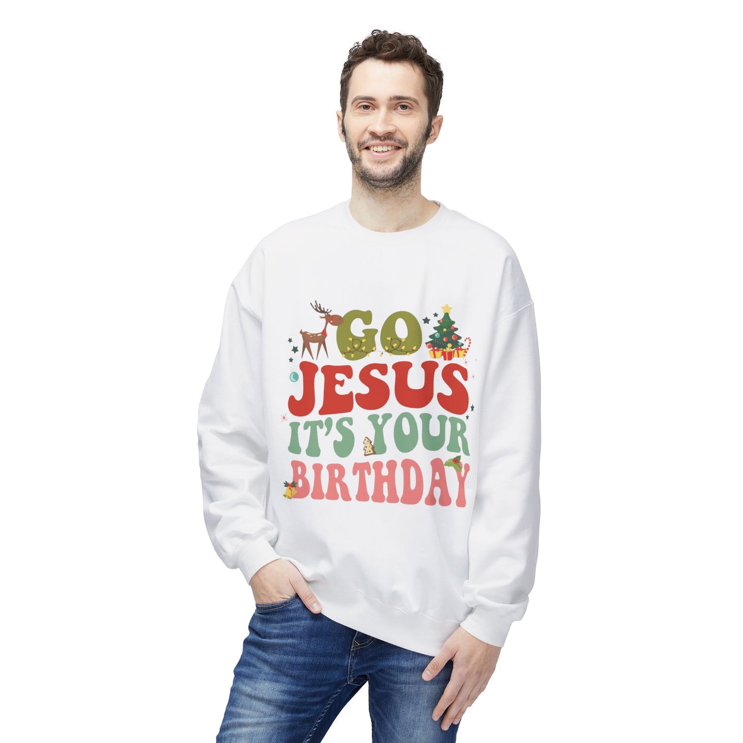Festive Holiday Designs Go Jesus It’s Your Birthday Christmas Sweatshirt