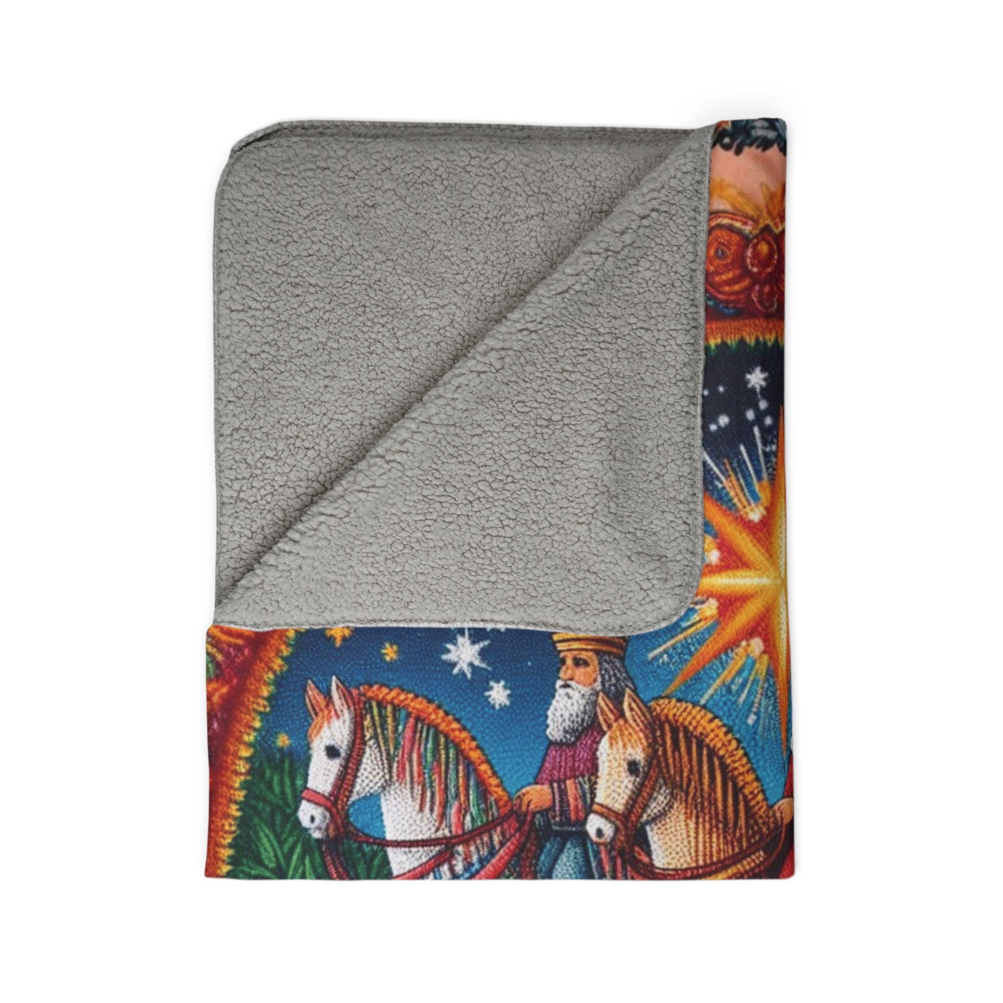 Fleece Sherpa Blanket  'Trulla y Tradición' Three Kings Nativity Throw
