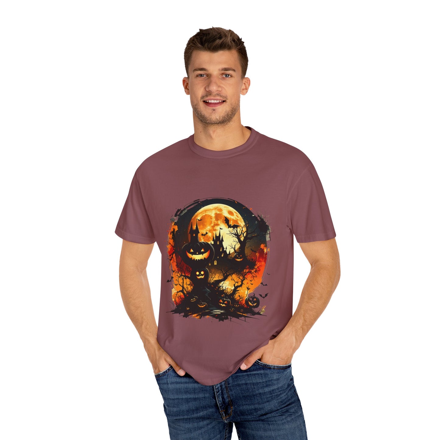 Halloween Moon Graphic T-shirt, Unisex Spooky Shirt, Fall Outfit, October Fest Tee, Halloween Party Wear, Trick or Treat T-shirt