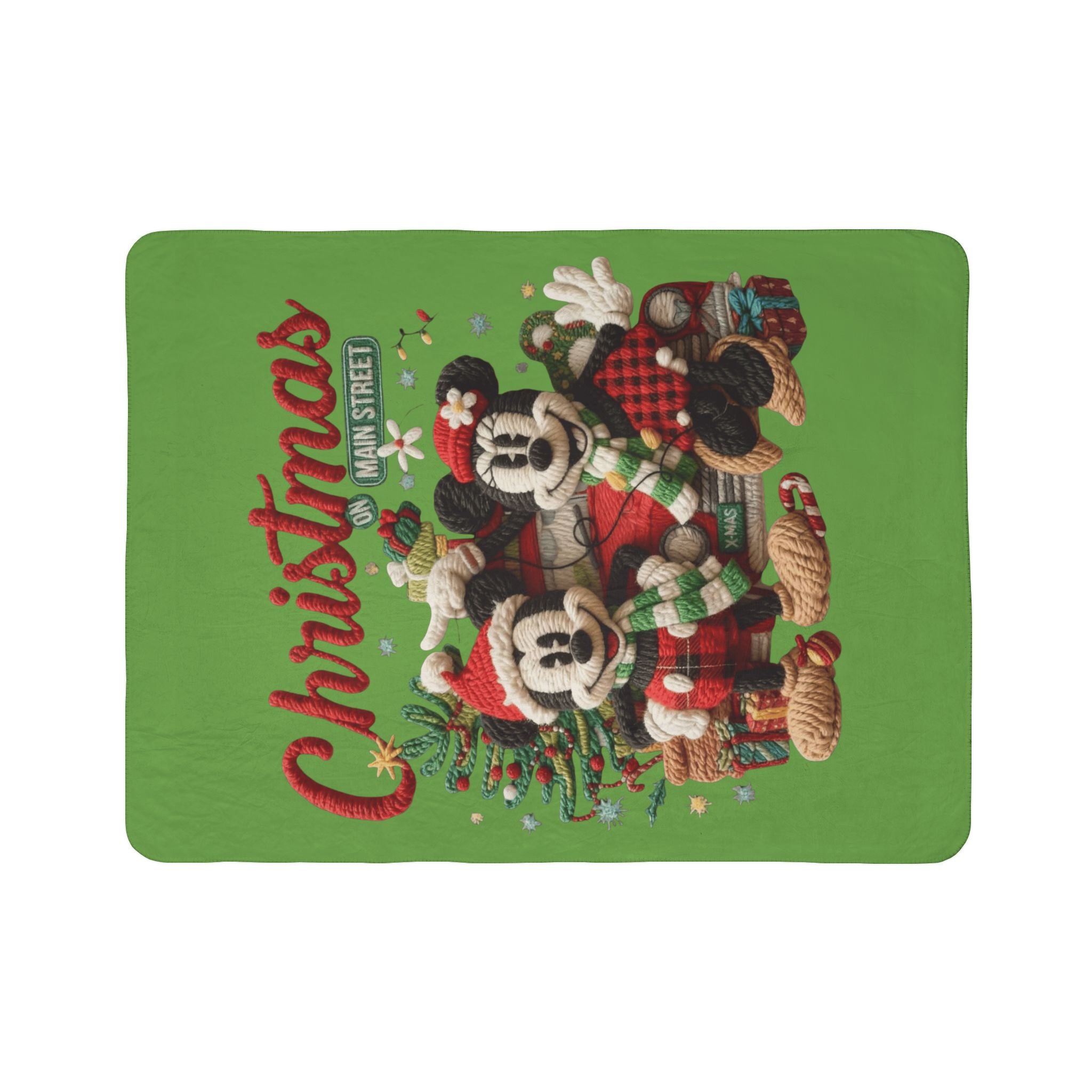 Christmas Sherpa Blanket — Holiday Mickey & Minnie Plush Knit Design