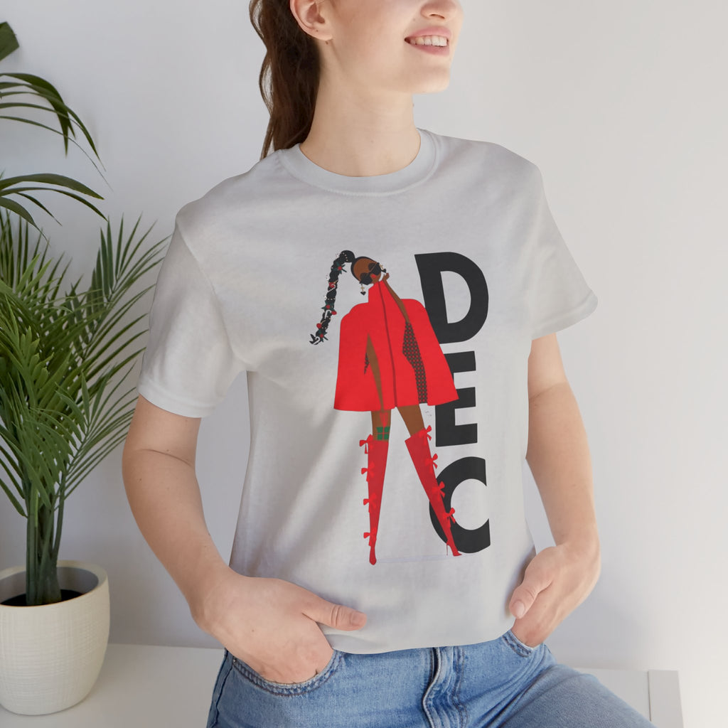 December Fashion Tee  Red Coat Model Graphic Shirt