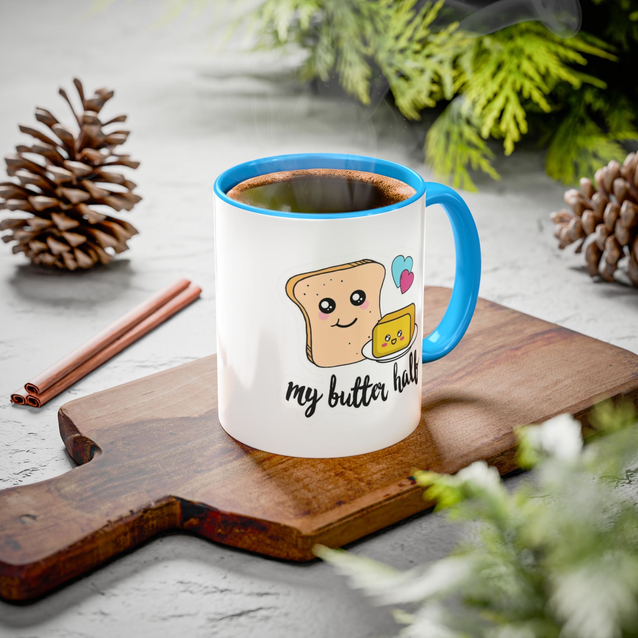 Motivational & Funny Quote Mugs Uplifting Coffee Cup Gifts Cute Foodie Relationship Mug My Butter Half Design, Colorful 11oz & 15oz
