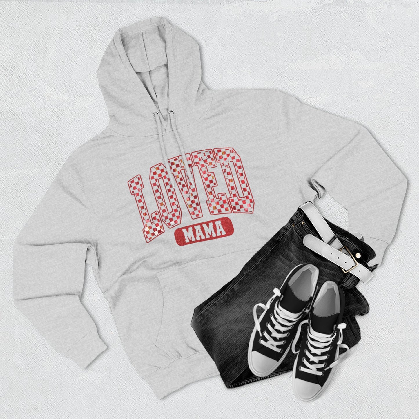 Hoodie  Loved Mama Checkerboard Graphic Hoodie