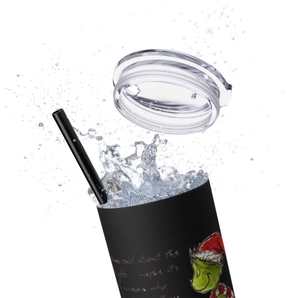 Grinch Christmas Skinny Tumbler with Straw — Dr. Seuss Holiday Quote Design, 20oz Christmas Mugs Collection