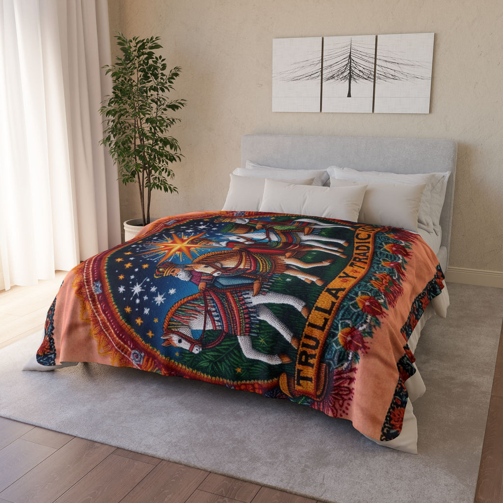 Fleece Sherpa Blanket  'Trulla y Tradición' Three Kings Nativity Throw