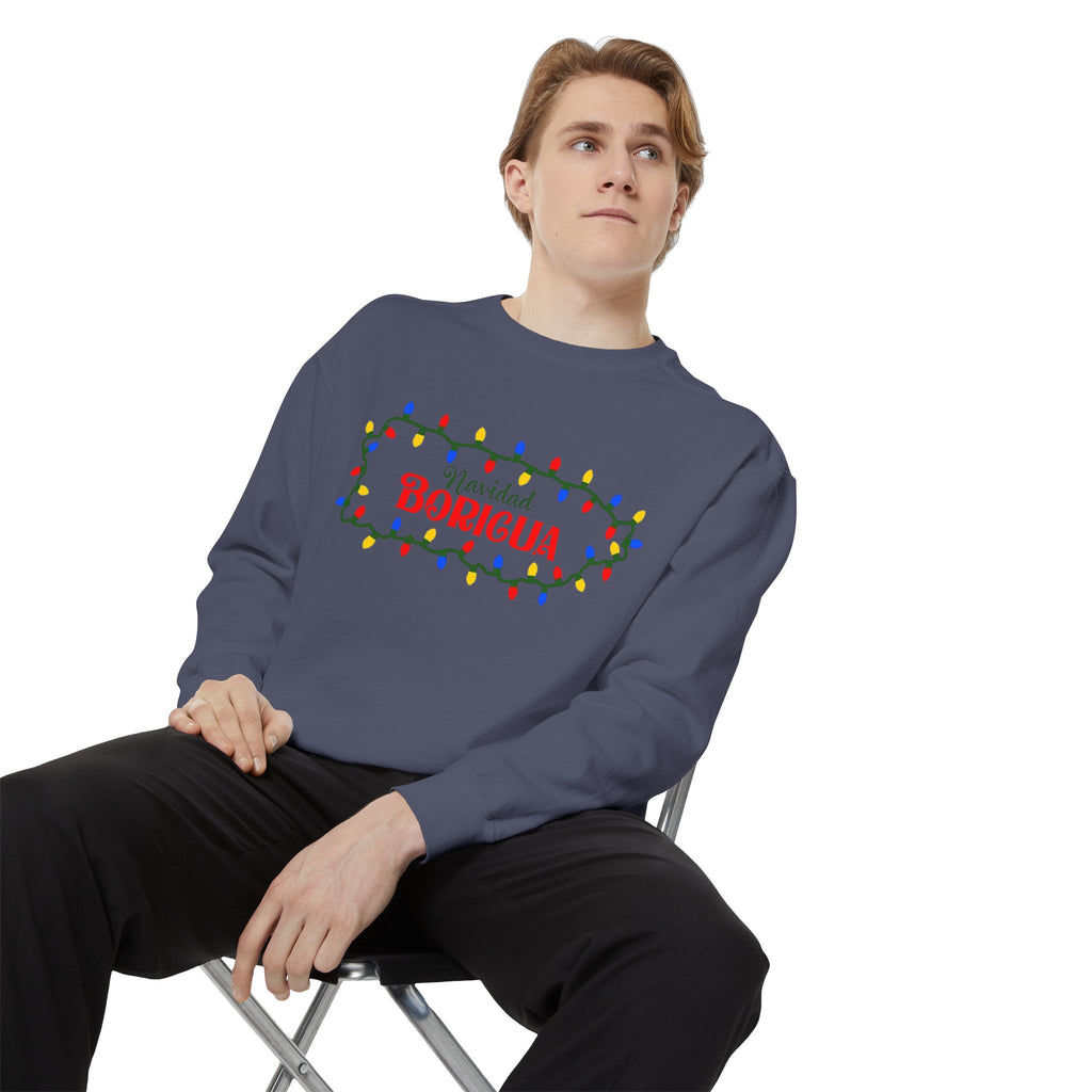 Navidad Boricua Sweatshirt — Puerto Rican Holiday Sweater with Christmas Lights