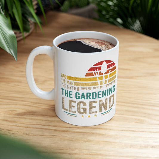 Gardening Legend Ceramic Mug for Dads, Funny Gift for Gardeners, 11oz 15oz Mug, Unique Fathers Day Present, Colorful Coffee Cup
