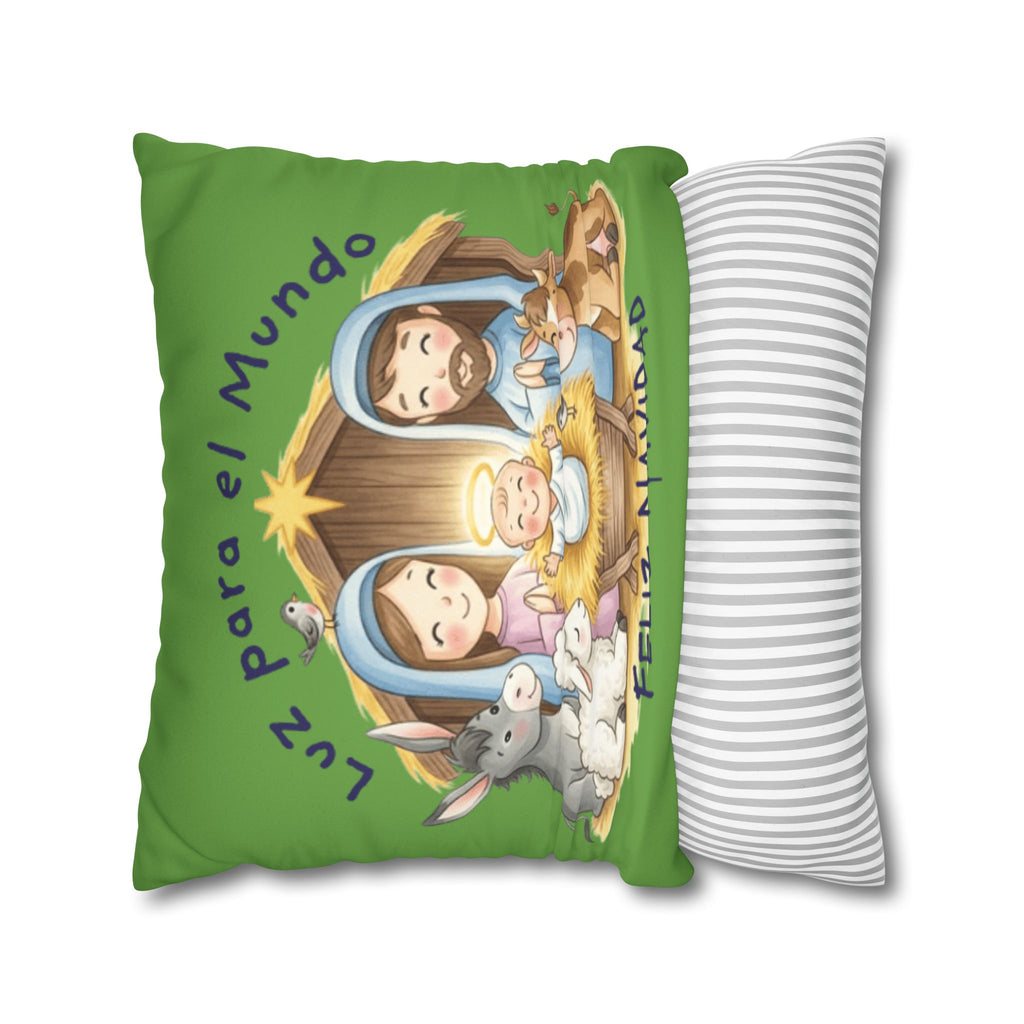 Nativity Pillowcase - "Luz para el Mundo" Feliz Navidad Christmas Throw Cover Puerto Rico Culture Pillow