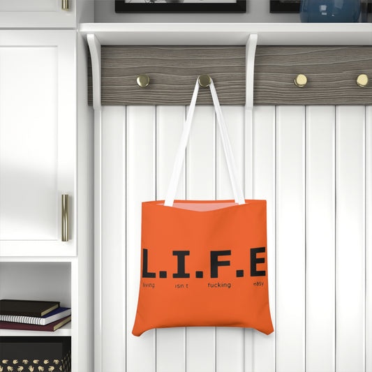 Vibrant L.I.F.E. Shoulder Tote Bag, Motivational Bag, Everyday Carryall, Gift for Life Lovers, Unique Statement Accessory