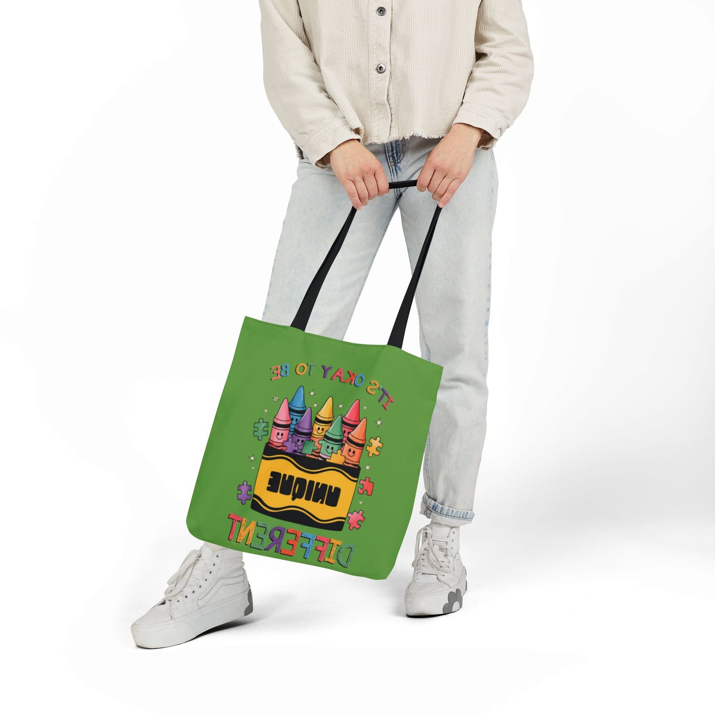 Autism Awareness & Pride Collection Unique Canvas Tote Bag with Colorful Castle Design