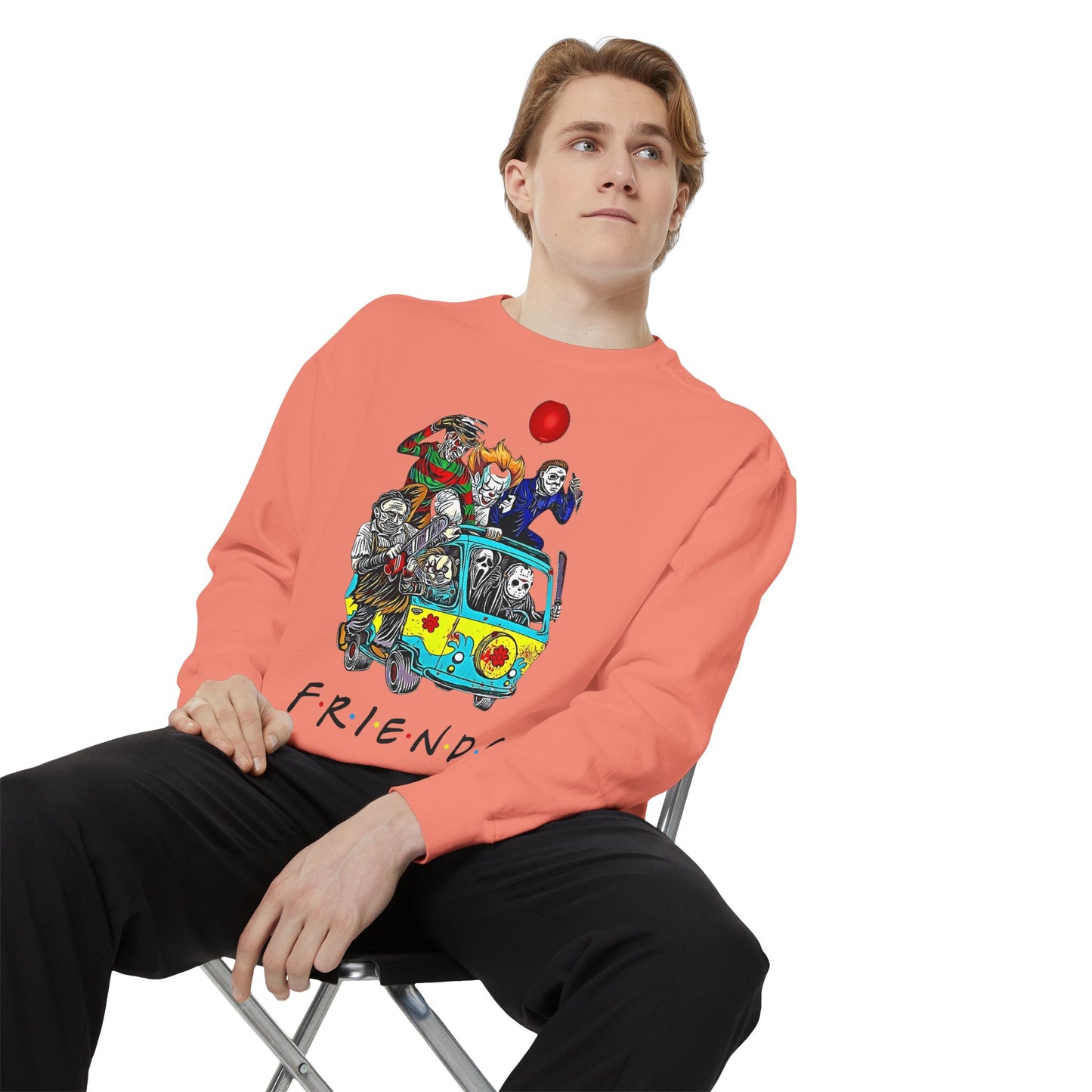 Friends-Inspired Unisex Garment-Dyed Sweatshirt, Cozy Casual Wear, Unique Graphic Sweatshirt, Perfect Gift, Everyday Style