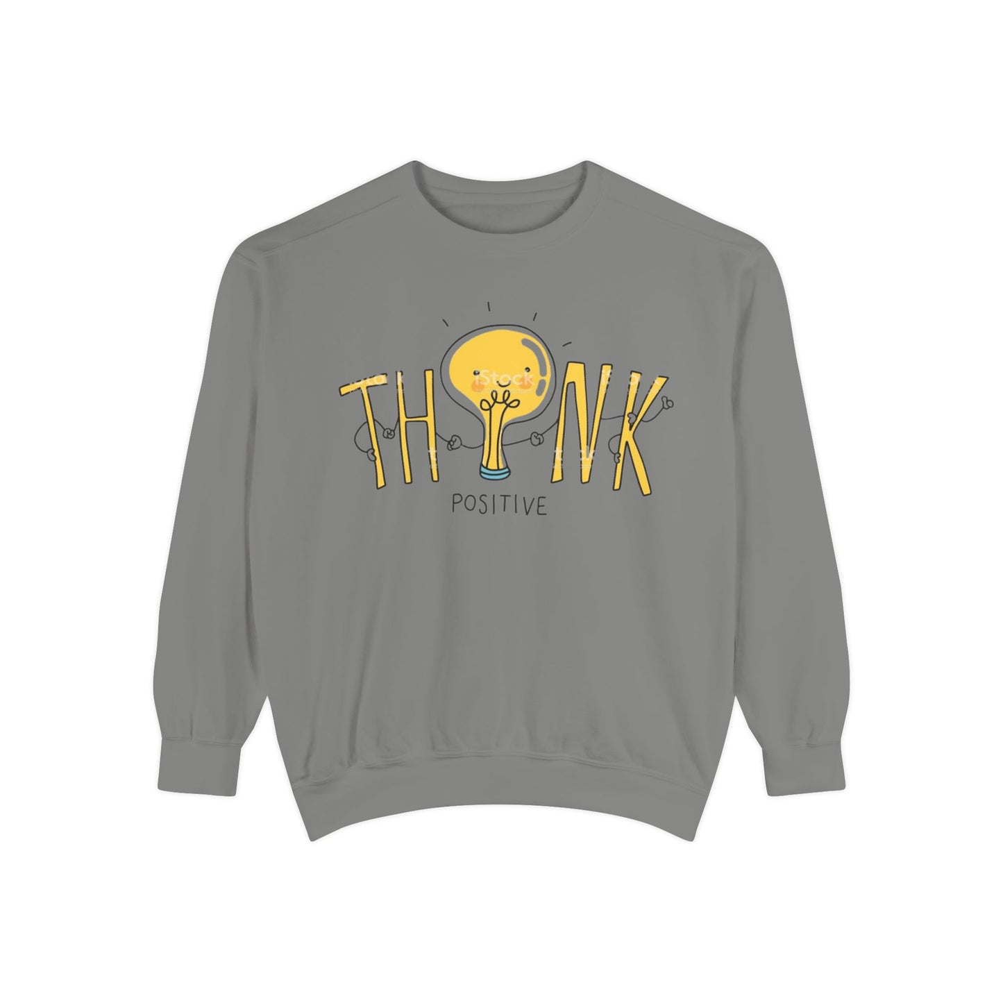 Think Positive Sweatshirt  Cute Lightbulb Graphic Positive Vibes Crewneck