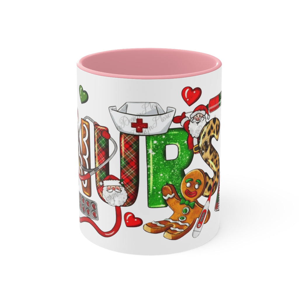Christmas Nurse Accent Mug — Festive Healthcare Holiday Coffee Cup with Gingerbread & Candy Cane Design Medical Christmas Mug