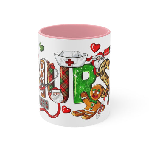 Christmas Nurse Accent Mug — Festive Healthcare Holiday Coffee Cup with Gingerbread & Candy Cane Design Medical Christmas Mug