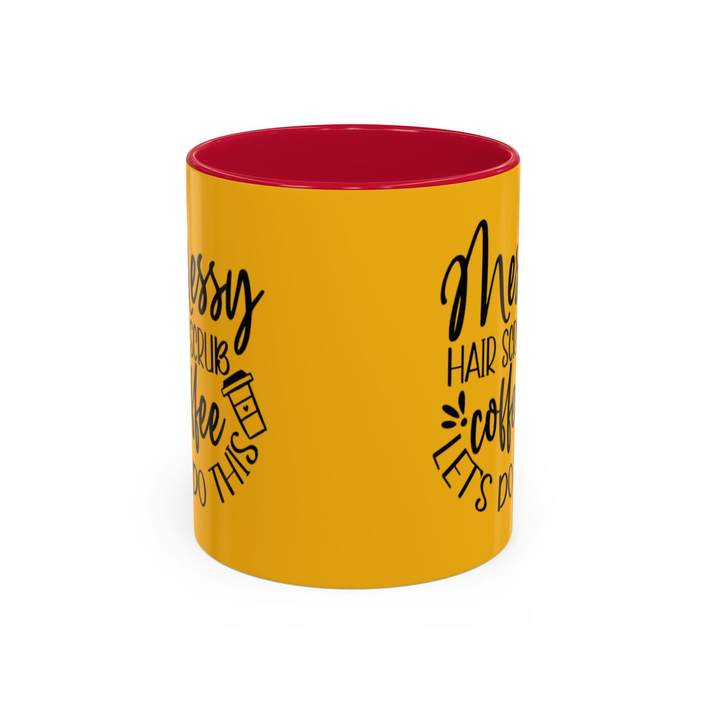 Holiday Coffee Cups with Festive Quotes & Designs Messy Hair Coffee Mug - Fun Yellow Ceramic Cup for Coffee Lovers