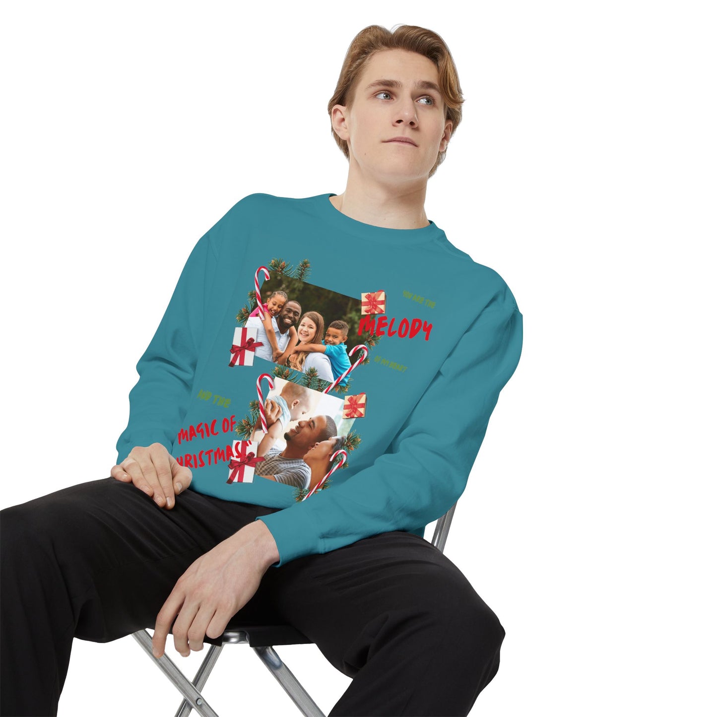 Personalized Christmas Photo Sweatshirt – “You Are the Melody” Holiday Crewneck