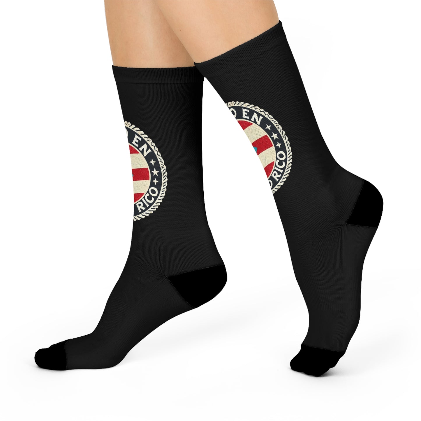 Patriotic Cushioned Crew Socks, Puerto Rico Pride Socks, Cozy Socks for Everyday Wear, Gift for Puerto Rican Celebration, Comfortable Socks