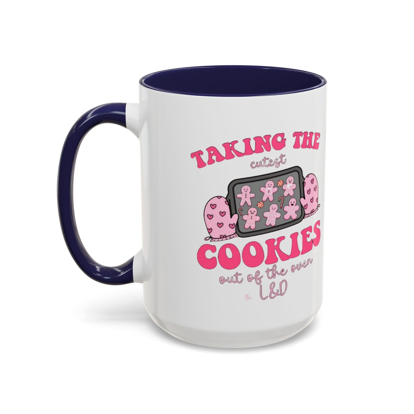 Accent Coffee Mug — "Taking the Cookies" Cute Pink Baking Design Coffee Cup for Fun Celebrations