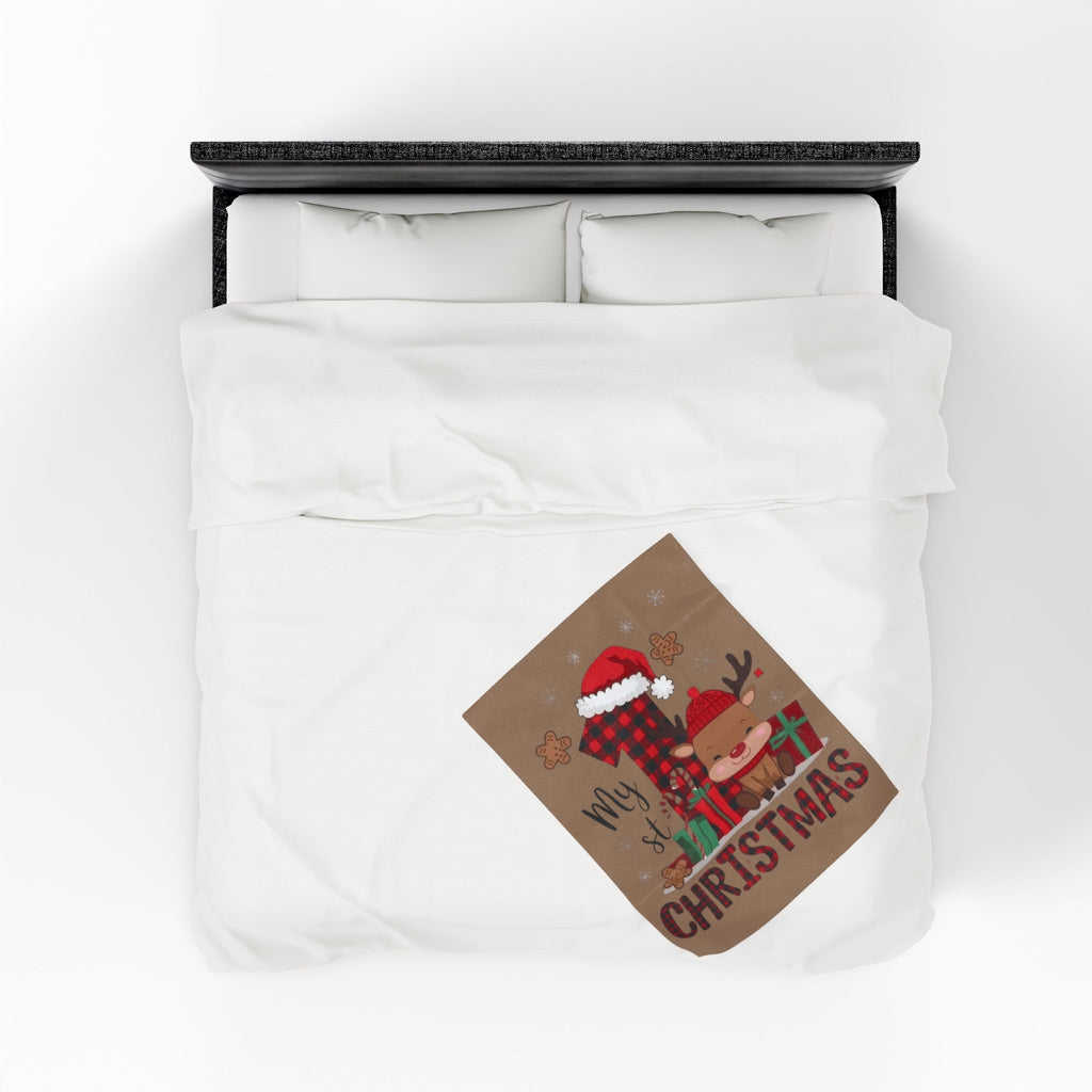 Santa’s Little Snuggle Blanket My 1st Christmas Reindeer Velveteen Plush Blanket