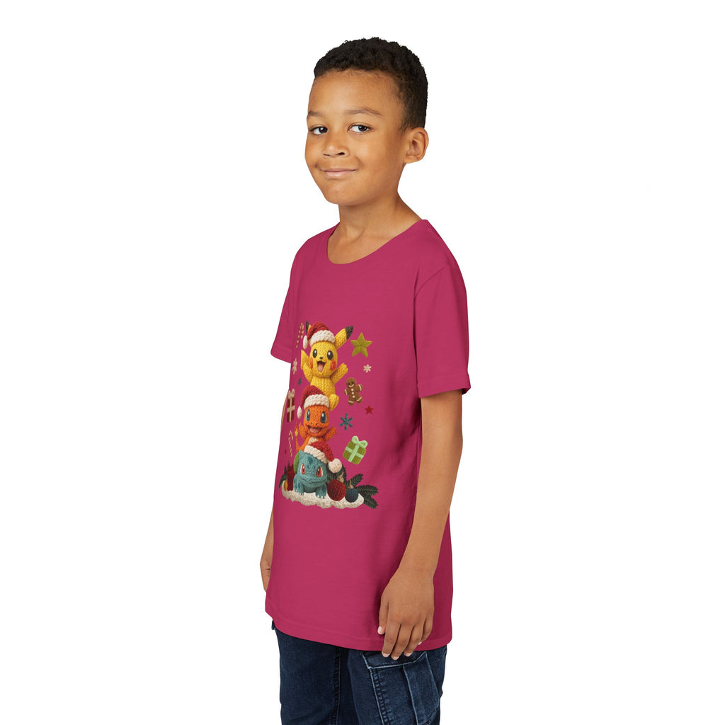 Kids Holiday Tee  Cute Stacked cartoon Characters Christmas Design