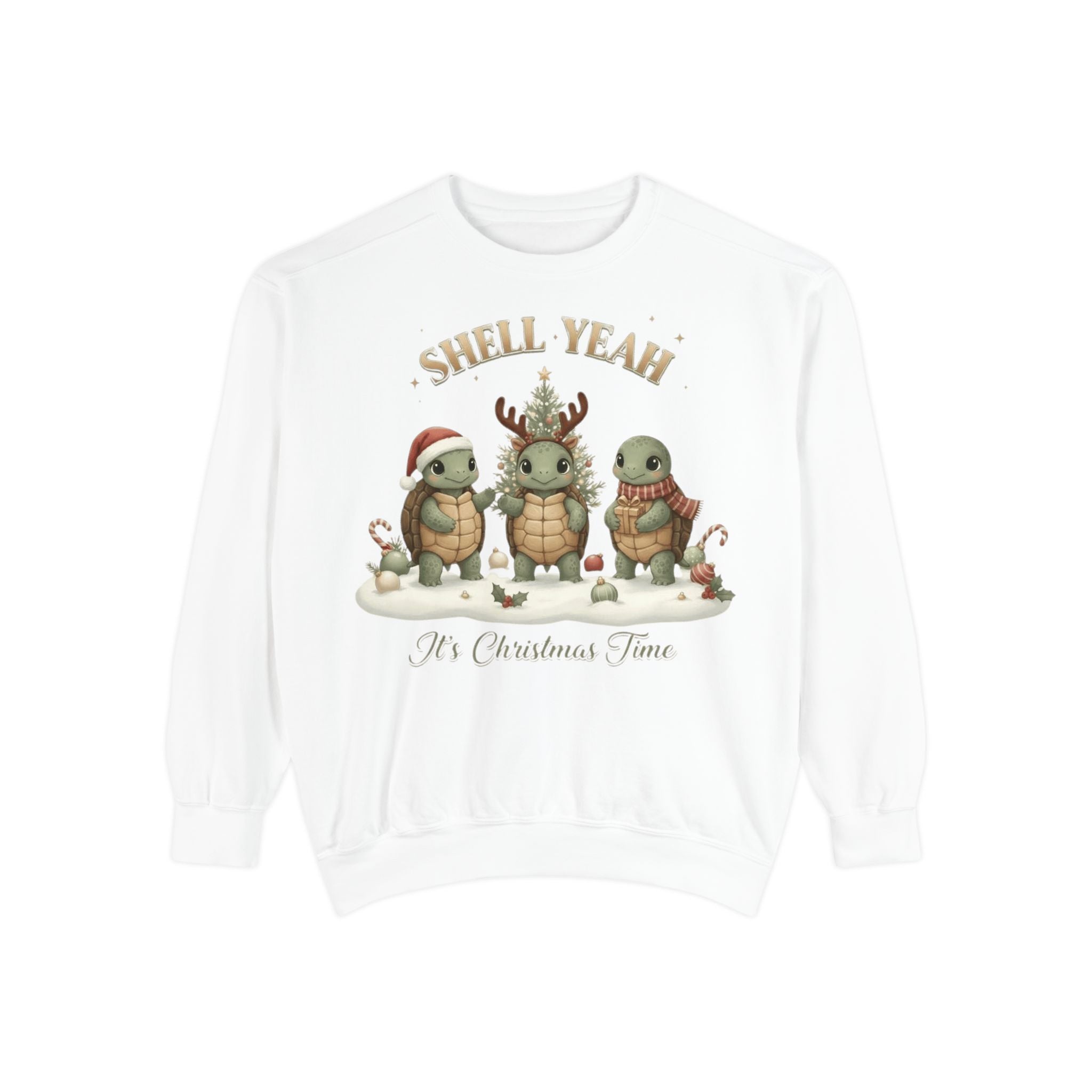 Christmas Turtle Sweatshirt  "Shell Yeah, It’s Christmas Time" Holiday Pullover