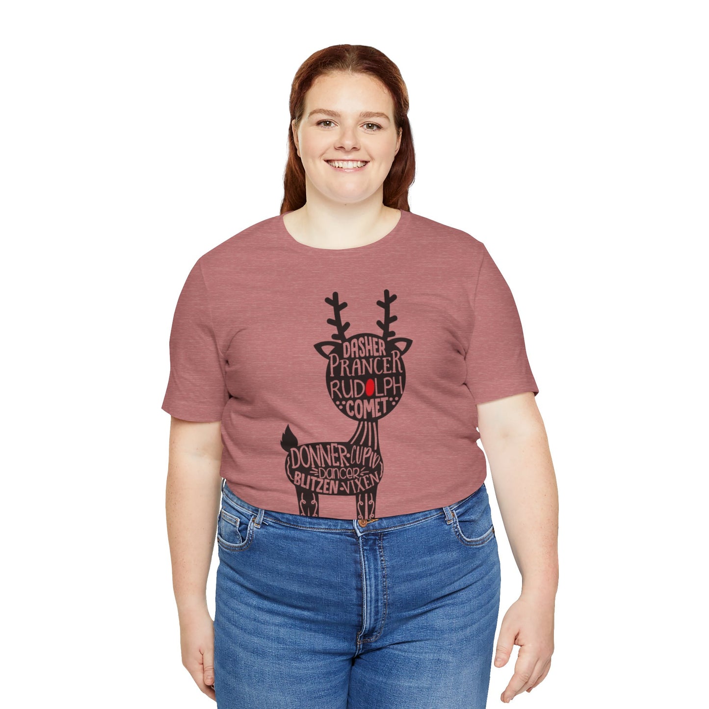 Christmas Reindeer Graphic Tee - Unisex Jersey Short Sleeve Shirt