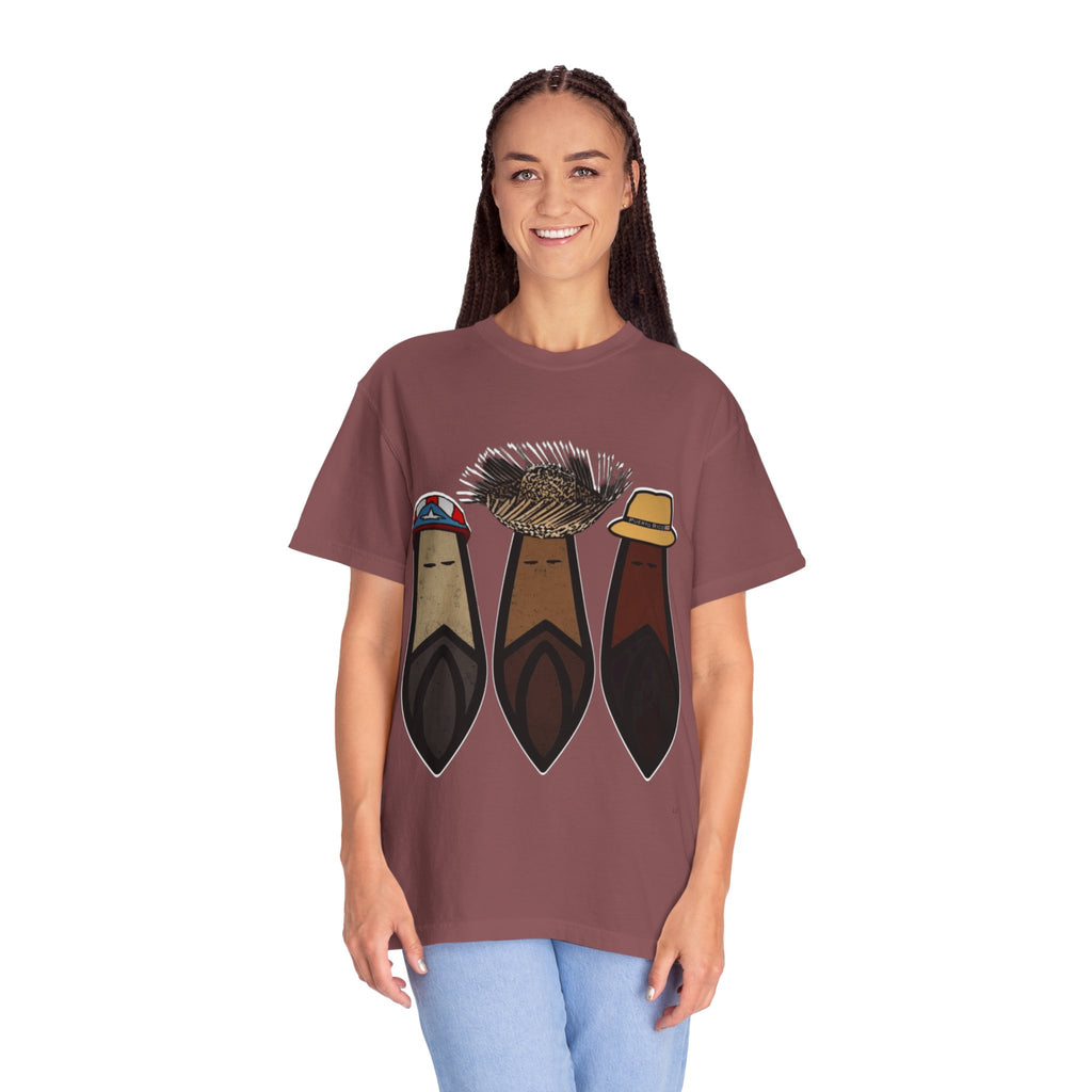 Puerto Rican Batey Cabin T-Shirt  Three Masks & Rustic House Graphic Tee Puerto Rico Navidades