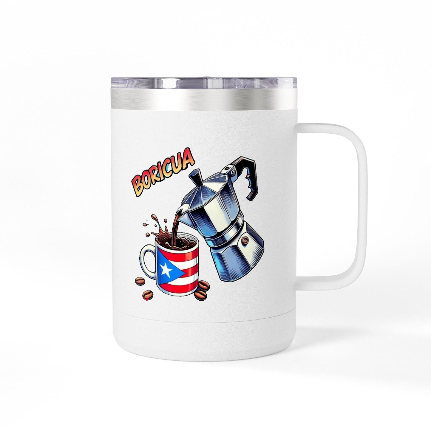 Puerto Rican Coffee Mug Tumbler, 15oz | Great Gift for Coffee Lovers, Unique Kitchen Decor, Perfect for Birthdays & Holidays