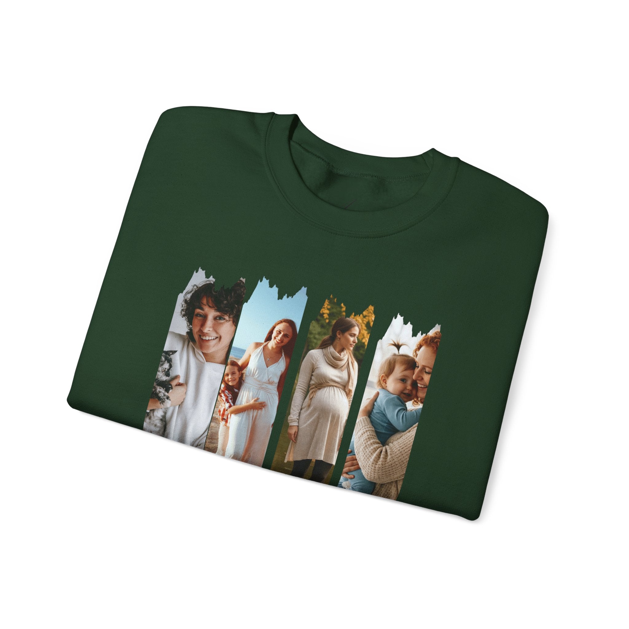 Mama Photo Collage Sweatshirt — "MAMA: clothed in strength & dignity" Sleeve Script