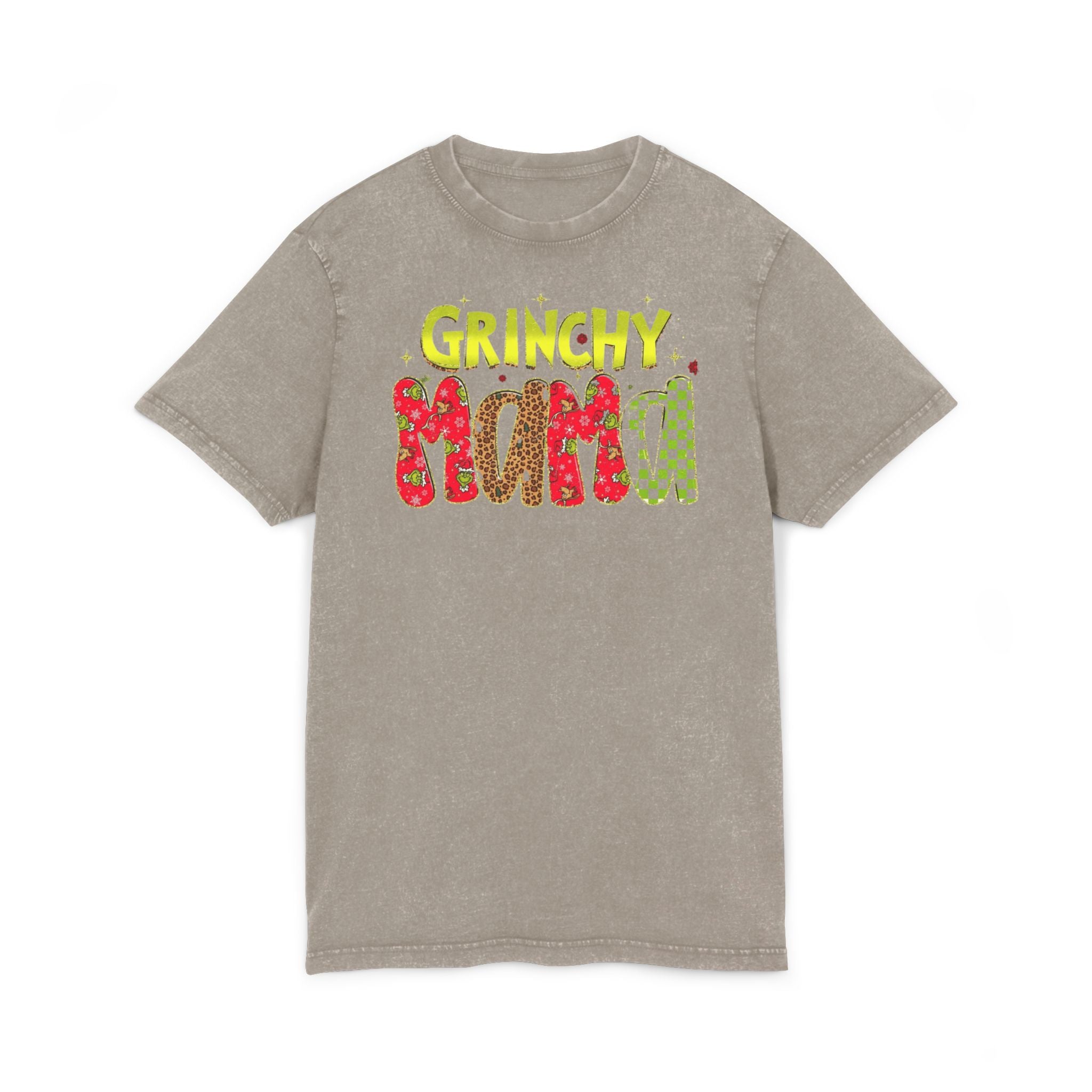 Grinchy Mama Acid-Wash Tee  Holiday Family Christmas Shirt