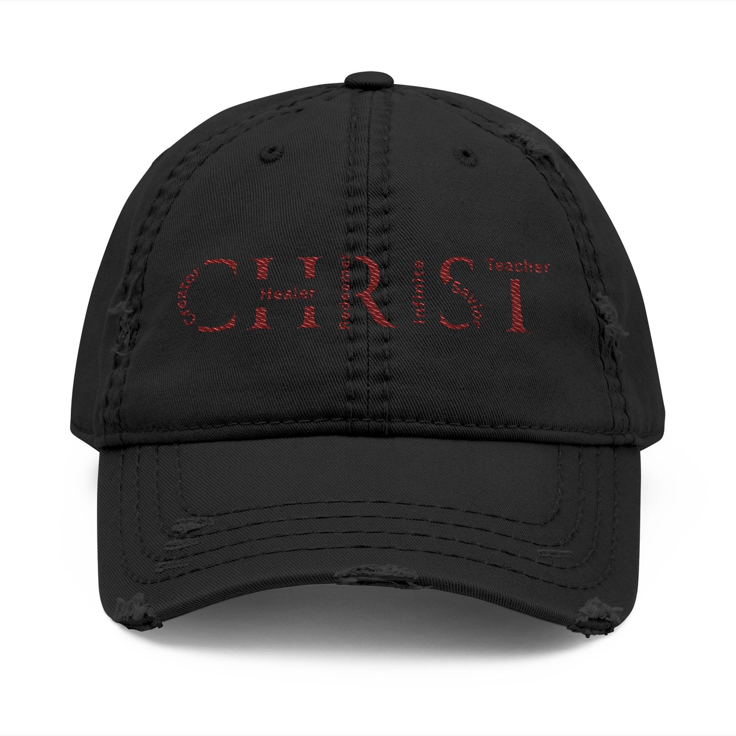 Distressed Embroidered 'CHRIST' Dad Hat — Vintage Christian Baseball Cap