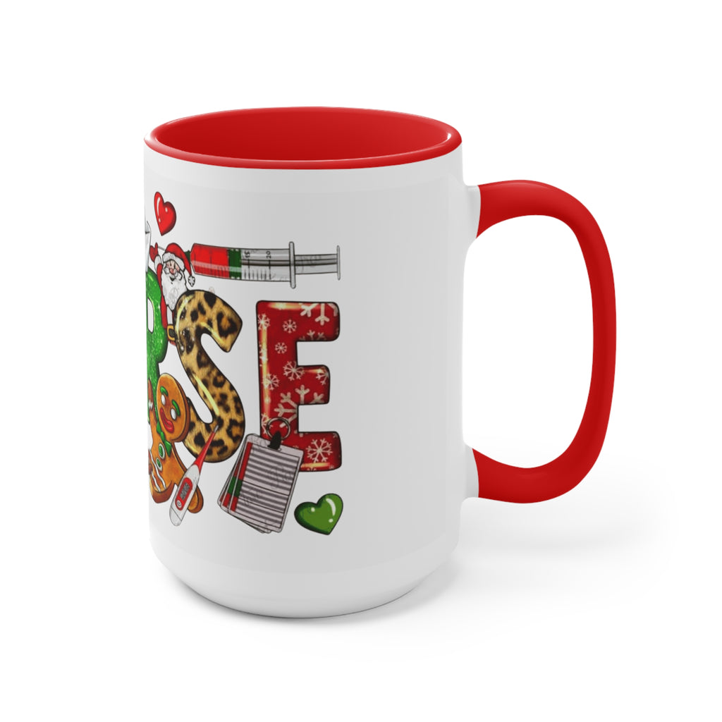 Christmas Nurse Accent Mug — Festive Healthcare Holiday Coffee Cup with Gingerbread & Candy Cane Design Medical Christmas Mug