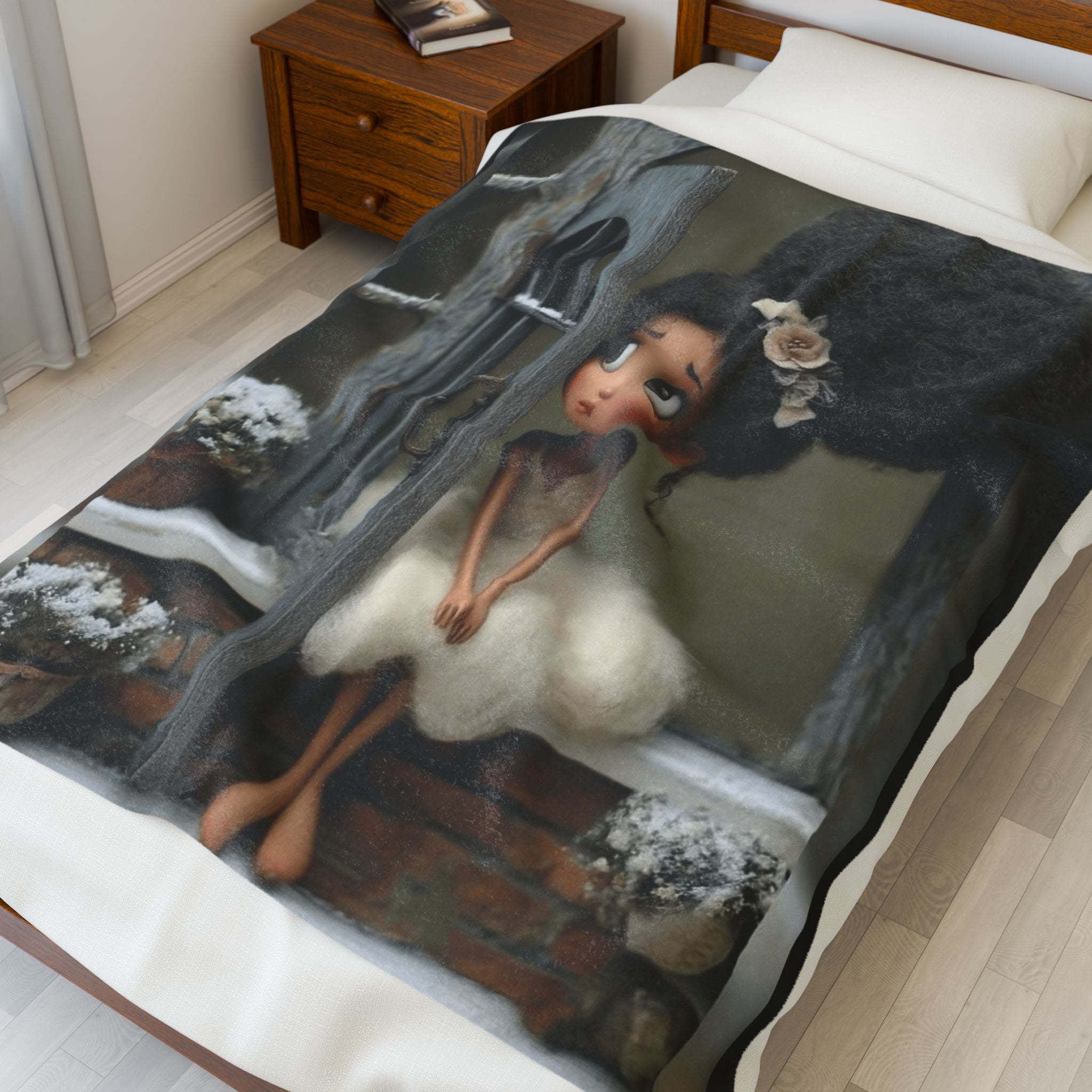 Cute Cozy Plush Blanket — Whimsical Ballerina Girl Velveteen Throw