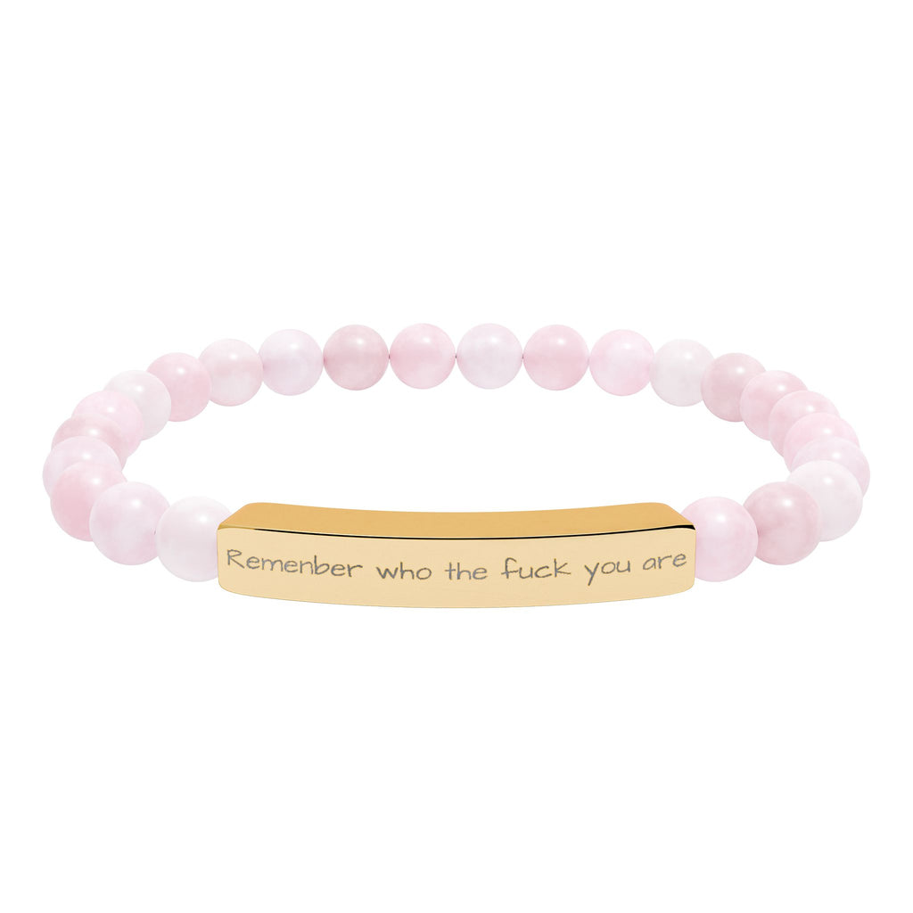 Remenber who you are Engraved Natural Stone Stretch Bracelet – Personalized Bar Bead Bracelet